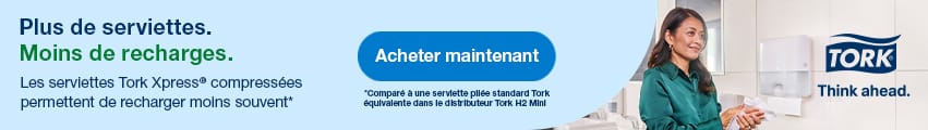 Plus de serviettes. Moins de recharges. Les serviettes Tork Xpress compressées permettent de recharger moins souvent - Acheter maintenant