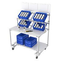 Poste de travail frontal 2 tablettes avec panneau informatif - Trilogiq