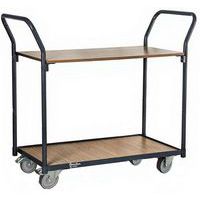 Chariot 2 poignées et plateaux bois - Capacité 250 kg - Manutan Expert