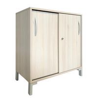 Armoire basse reconditionnée portes coulissantes hêtre