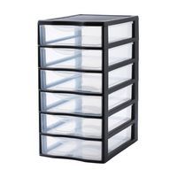 Tour de rangement en plastique A4 Orgamix 6 tiroirs - noir - Sundis