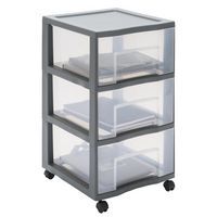Tour de rangement en plastique XL Tag Tower 3 tiroirs - gris - Sundis