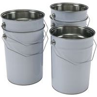 Seau métallique blanc avec couvercle plat – 2,5 à 5L
