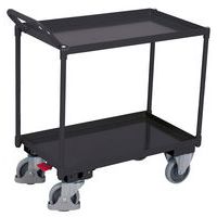 Tafelwagen staal met 2 laadvlakken, opstaande duwbeugel - Variofit