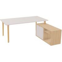 Bureau plateau en mélaminé avec retour porteur droit Robin - Eol