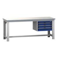 Werkbank Cubio met 3 laden - Breedte 200 cm - Linoleum
