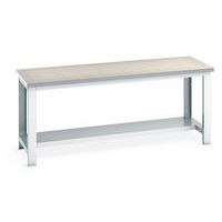 Werkbank Cubio met vast legbord - Breedte 200 cm - Linoleum