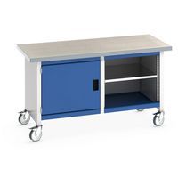 Etabli roulant monobloc Cubio - plateau linoléum 1 porte et tablette - Bott