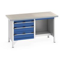 Werkbank linoleum Cubio - 3 laden - B 1500 mm - Bott