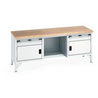 Werkbank beuken Cubio - 2 deuren - 2 laden - B 2000 mm - Bott