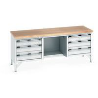 Werkbank beuken Cubio - 6 laden - B 1500 mm - Bott