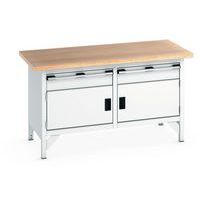 Werkbank beuken Cubio - 2 deuren - 2 laden - B 1500 mm - Bott