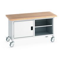 Etabli roulant monobloc Cubio - plateau hêtre 1 porte et tablette - Bott