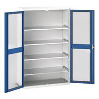 Hoge kast Verso 1300x550x2000mm met raamdeur en 4 legborden - BOTT