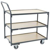Serveerwagen 3 plateaus verticaal handgreep - 250 kg - Manutan Expert
