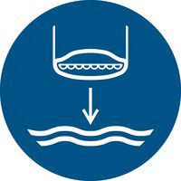 Pictogram Reddingsboot in aangeduide volgorde te water laten gaan