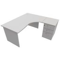 Compact bureau met ladeblok - Onderstel met wangen - Grijs - Manutan