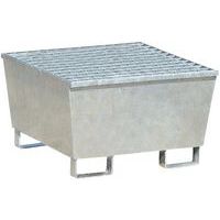 Bac de rétention acier conique 220 L, Capacité (nb de fûts): 1, Caillebotis: oui