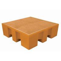 Opvangpallet, Inhoud opvangbak: 450 L, Kleur: Oranje, Vermogen (aantal vaten): 4