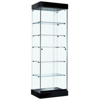 Vitrine ASF met LED-verlichting, Onderstel kleur: Zwart, Hoogte: 192 cm, Breedte: 64 cm, Diepte: 46 cm