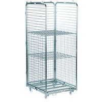Rolcontainer staal, 3 zijden en 2 legborden - Draagvermogen 400 kg - Manutan