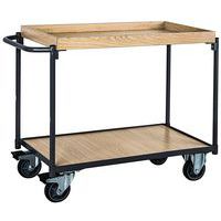 Tafelwagen hout met 2 plateaus en opstaande rand - 250 kg - Horizontale stang - Manutan