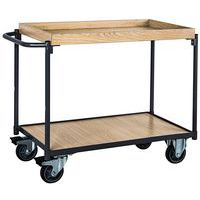 Tafelwagen hout met 2 plateaus en opstaande rand - 250 kg - Horizontale stang - Manutan Expert