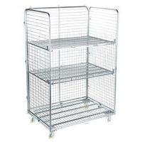 Rolcontainer maxi, 3 zijden - 2 legborden - Draagvermogen 600 kg - Manutan