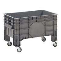 Stapelbare palletkist - Dichte wanden - Op wielen - Manutan