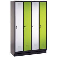 porte métal gris-vert, 4 colonnes