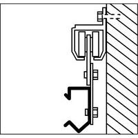 fixation sous monorailPour les portes coulissantes, il convient de prévoir un monorail dont la longueur sera égale à 2 fois la largeur de la porte.