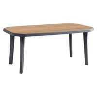 Table Miami 100 x 165 cm - anthracite - décor bois - Grosfillex