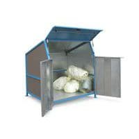 Abri pour conteneurs à déchets Secomat - 3 cloisons, portes et plancher
