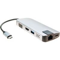Mini dock USB 3.1 Type-C HDMI 4K-VGA-LAN-HUB + USB-oplader