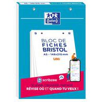 Bloc bristol 148x210 30 fiches perforees uni blanc - Oxford