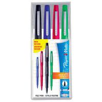 Schrijfstift met dop Papermate Flair Original - Etui met 4 standaard kleuren