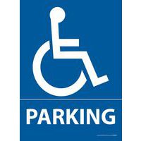 Parkeerbord + invaliden PARKING pictogram van plat aluminium