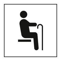 Pictogram zitplaats voor oudere mensen die slecht ter been zijn in PVC