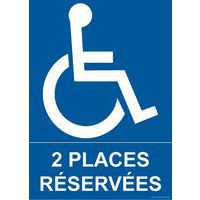 Panneau parking 2 places réservées + picto handicapé
