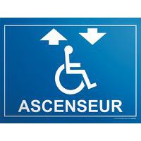 Plaat gegraveerd voor ASCENSEUR + rolstoel picto 10 x 14 cm