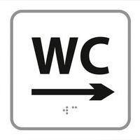 Wc-bord verhoogd in braille met pijl naar links