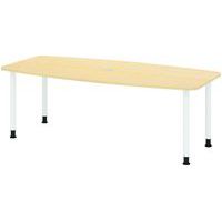 Table de réunion tonneau - 4 pieds blancs - 220x105cm - Hammerbacher