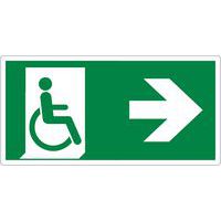 Noodevacuatiebord - Uitgang voor mindervaliden rechts - Zelfklevend