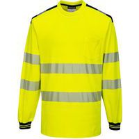 T-shirt met lange mouw PW3 Hi-Vis T185 Zwart/geel Portwest