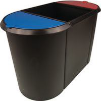 Corbeille papier de tri sélectif - 3 compartiments - Helit