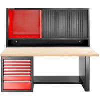 Werkbank laag 7 laden met rolkast met houten bovenblad - Facom
