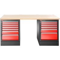 Werkbank hoog met 13 laden en houten bovenblad - Facom