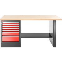 Werkbank hoog met 7 laden en houten bovenblad - Facom