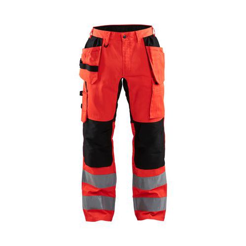 Pantalon haute-visibilité à stretch rouge fluo noir - Blåkläder