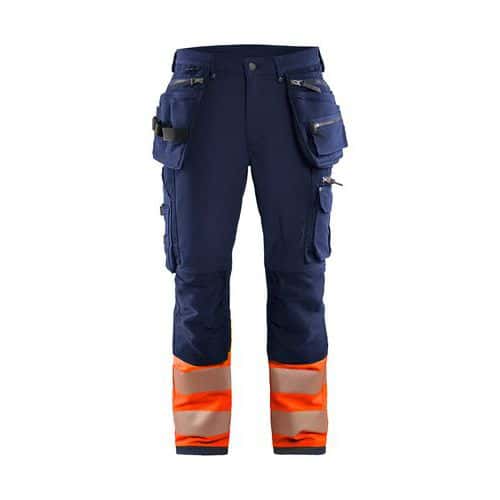 Pantalon haute-visibilité à stretch 4D marine orange fluo - Blåkläder